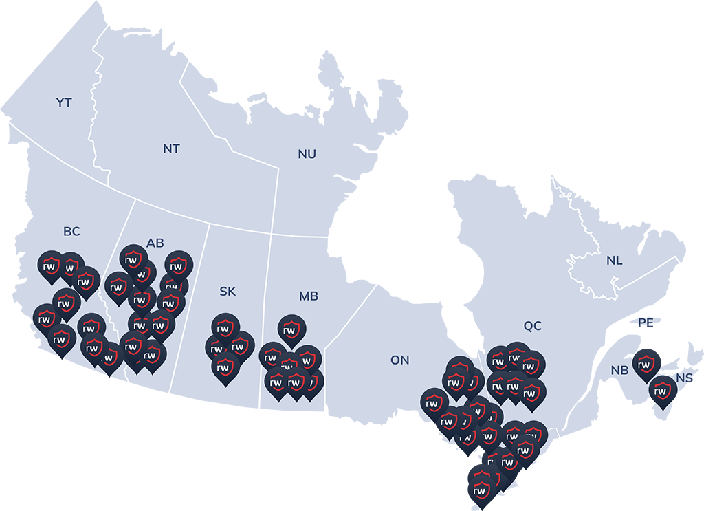 Carte du Canada indiquant les emplacements des services AutoCanada.