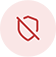 Red icon of a shield with a slash through it