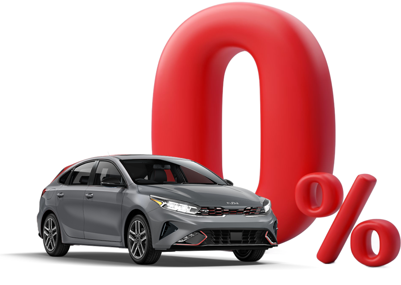 Une voiture argentée avec une illustration de 0 % à côté.